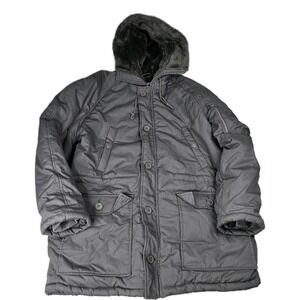 Fieldmaster Mens Vintage Snorkel Parka Faux Fur Lined Hooded Winter Coat Gray L